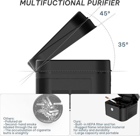 FUKANG Smokeless Ashtray, Multifunctional Smoke Ashtray with USB Rechargeable, HEPA Filter Reduce Smoke for Home,Office(White) in Saudi Arabia