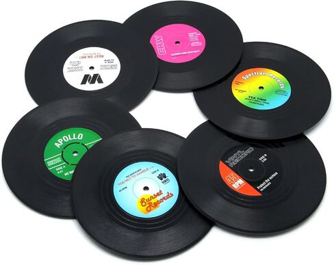 Funny Coasters for Drinks | Set of 12 Conversation Piece Sayings Vinyl Record Disk Music Drink Coaster | Housewarming Hostess Gifts, House Warming Present Decor Decorations Wedding Registry Gift Ideas in Saudi Arabia