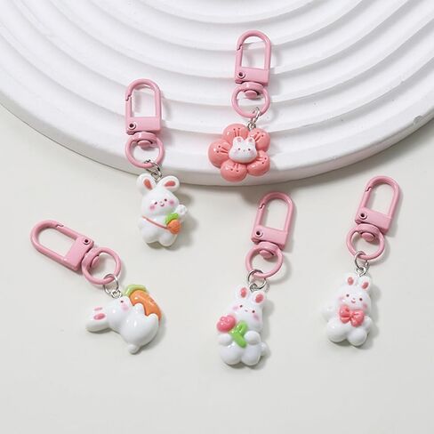 6 Pcs Cute Rabbit Kawaii Bunny Keychain Accessories Bag Charm in Saudi Arabia