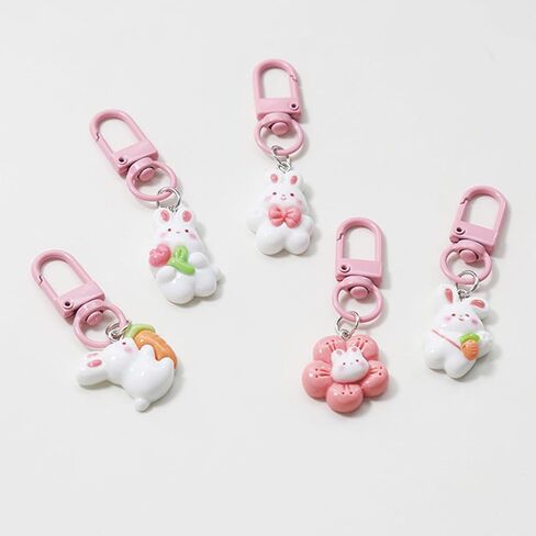 6 Pcs Cute Rabbit Kawaii Bunny Keychain Accessories Bag Charm in Saudi Arabia