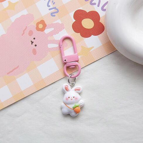 6 Pcs Cute Rabbit Kawaii Bunny Keychain Accessories Bag Charm in Saudi Arabia