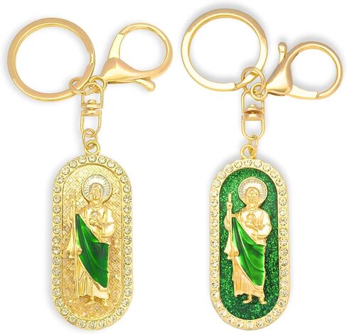 San Judas Tadeo Keychain ، الهدايا المسيحية الكاثوليكية للنساء للنساء ، وسام القديس جود هولي لأسباب مستحيلة وحماية الأسرة in Kuwait