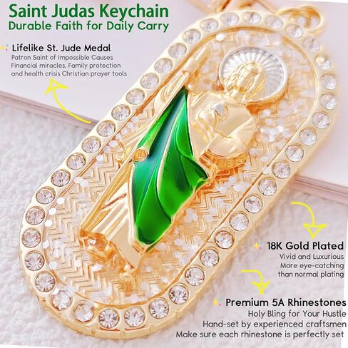 San Judas Tadeo Keychain ، الهدايا المسيحية الكاثوليكية للنساء للنساء ، وسام القديس جود هولي لأسباب مستحيلة وحماية الأسرة in Kuwait