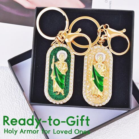 San Judas Tadeo Keychain ، الهدايا المسيحية الكاثوليكية للنساء للنساء ، وسام القديس جود هولي لأسباب مستحيلة وحماية الأسرة in Kuwait