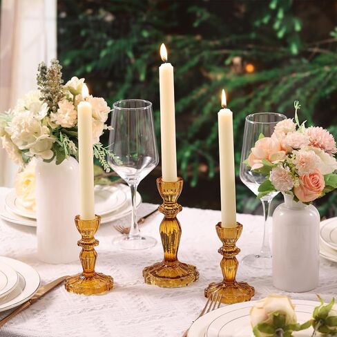 Blue Candlestick Holders Set of 6, Taper Candle Holders, 4.3" H & 6.3" H Glass Candle Holder for Candlesticks & Pillar Candles, Candle Holder for Table Centerpieces and Wedding Decor in Saudi Arabia