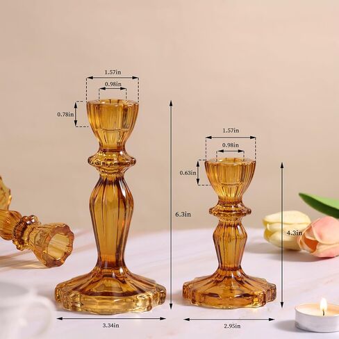 Blue Candlestick Holders Set of 6, Taper Candle Holders, 4.3" H & 6.3" H Glass Candle Holder for Candlesticks & Pillar Candles, Candle Holder for Table Centerpieces and Wedding Decor in Saudi Arabia