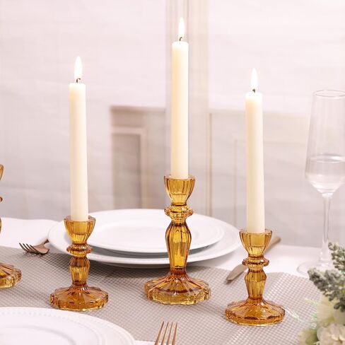 Blue Candlestick Holders Set of 6, Taper Candle Holders, 4.3" H & 6.3" H Glass Candle Holder for Candlesticks & Pillar Candles, Candle Holder for Table Centerpieces and Wedding Decor in Saudi Arabia