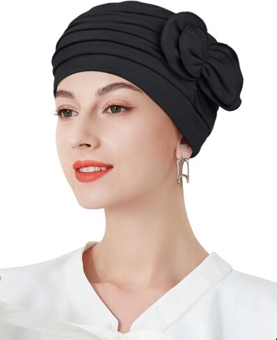 Pleated Cotton Hat with Fancy Butterfly Bow for Hair Loss Women in Saudi Arabia