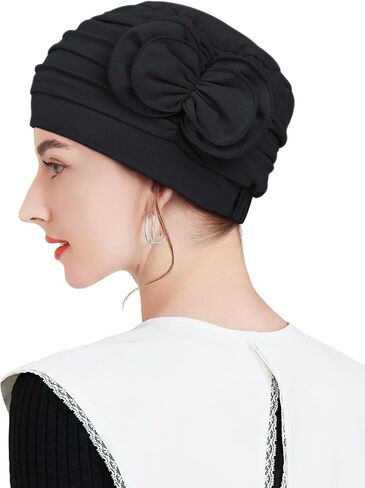 Pleated Cotton Hat with Fancy Butterfly Bow for Hair Loss Women in Saudi Arabia