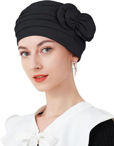 Pleated Cotton Hat with Fancy Butterfly Bow for Hair Loss Women in Saudi Arabia