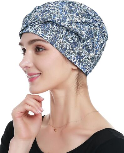 Alnorm 100% Cotton Fashion Headwear Chemo Caps with Stretchy Band for Hair Loss Women in Kuwait