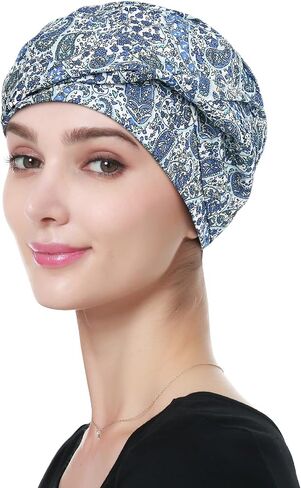 Alnorm 100% Cotton Fashion Headwear Chemo Caps with Stretchy Band for Hair Loss Women in Kuwait