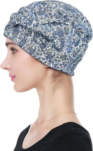 Alnorm 100% Cotton Fashion Headwear Chemo Caps with Stretchy Band for Hair Loss Women in Kuwait