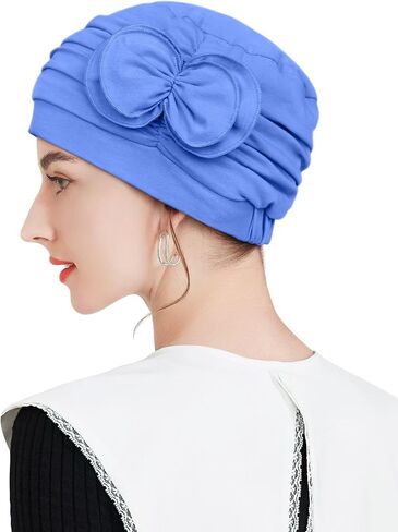Pleated Cotton Hat with Fancy Butterfly Bow for Hair Loss Women in Saudi Arabia