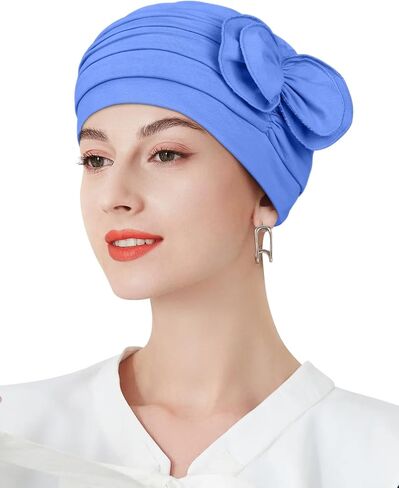 Pleated Cotton Hat with Fancy Butterfly Bow for Hair Loss Women in Saudi Arabia
