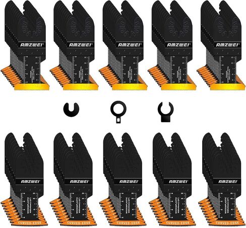 50PCS Titanium Oscillating Tool Blades, Curved Edge Oscillating Saw Blades for Metal, Wood, Plastic, Quick Release Multi Tool Blades Compatible with Dewalt Bosch Milwaukee Ryobi in Saudi Arabia
