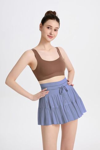 Women's Mini Pleated Skirt High Waisted Ruffle Tennis Skirts Sports Skater Running Skorts with Shorts Pockets in Kuwait