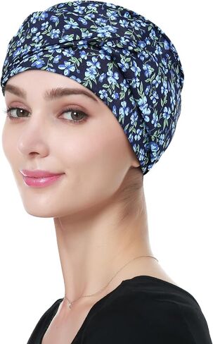 Alnorm 100% Cotton Fashion Headwear Chemo Caps with Stretchy Band for Hair Loss Women in Kuwait