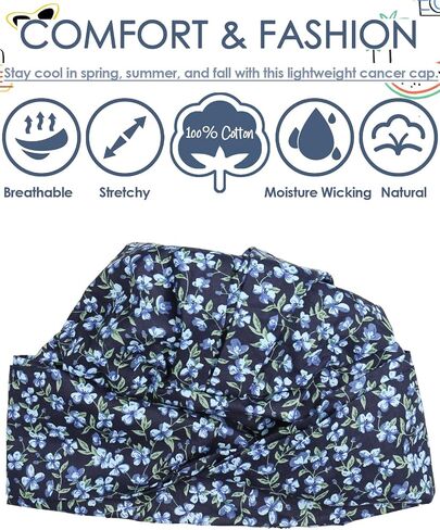 Alnorm 100% Cotton Fashion Headwear Chemo Caps with Stretchy Band for Hair Loss Women in Kuwait