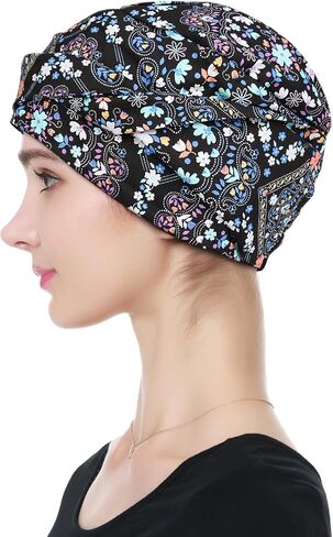 Alnorm 100% Cotton Fashion Headwear Chemo Caps with Stretchy Band for Hair Loss Women in Kuwait