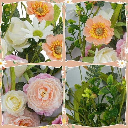 إكليل من الزهور الصيفية الربيع للباب الأمامي ، 22 بوصة الأزرق والأبيض الكوبية الاصطناعية وإكليل السحلية مع التوت والمساحات الخضراء ، ديكور الأزهار المزرعة ، لنافذة جدار الباب الأمامي الداخلي في الهواء الطلق in Kuwait