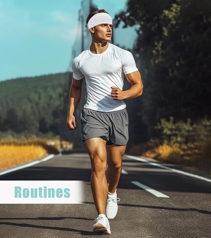 Sport Sweatbands for Men and Womem, 4 Pack, Double-Layer Workout Headbands, Sweat Wicking Hairbands for Fitness Running Football in Saudi Arabia