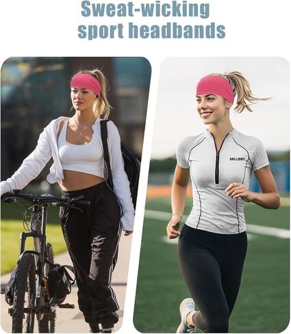 Sport Sweatbands for Men and Womem, 4 Pack, Double-Layer Workout Headbands, Sweat Wicking Hairbands for Fitness Running Football in Saudi Arabia