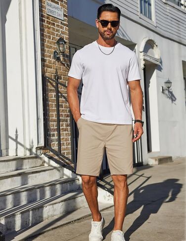 COOFANDY Mens Casual Shorts Cotton Elastic Drawstring Shorts Summer Beach Chino Shorts in Saudi Arabia