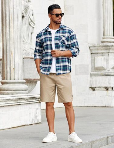 COOFANDY Mens Casual Shorts Cotton Elastic Drawstring Shorts Summer Beach Chino Shorts in Saudi Arabia