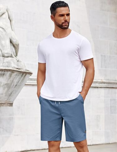 COOFANDY Mens Casual Shorts Cotton Elastic Drawstring Shorts Summer Beach Chino Shorts in Saudi Arabia