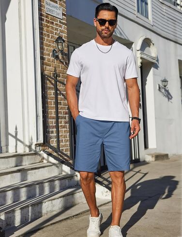 COOFANDY Mens Casual Shorts Cotton Elastic Drawstring Shorts Summer Beach Chino Shorts in Saudi Arabia