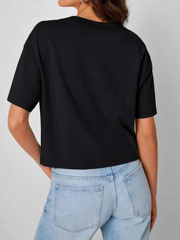 Trendy Queen Womens Crop Tops Oversized Workout Tshirts Short Sleeve Tees Summer Spring 2025 Casual Trendy Fashion Clothes in Saudi Arabia