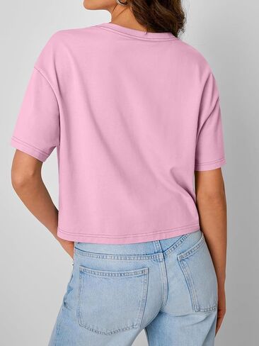 Trendy Queen Womens Crop Tops Oversized Workout Tshirts Short Sleeve Tees Summer Spring 2025 Casual Trendy Fashion Clothes in Saudi Arabia