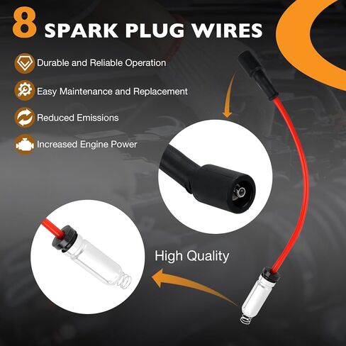 HQPASFY Ignition Coil UF413 & Iridium Spark Plug & Wires Set of 8 Compatible With Cadillac Escalade Chevrolet Silverado Express 1500 2500 3500 GMC Sierra Yukon 4.8L 5.3L 6.0L Rapalce# GN10165 in Kuwait