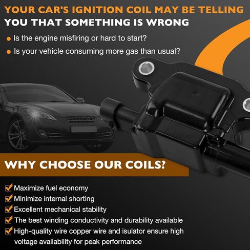 HQPASFY Ignition Coil UF413 & Iridium Spark Plug & Wires Set of 8 Compatible With Cadillac Escalade Chevrolet Silverado Express 1500 2500 3500 GMC Sierra Yukon 4.8L 5.3L 6.0L Rapalce# GN10165 in Kuwait
