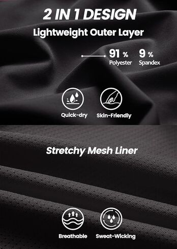 Womens Running Athletic Shorts - 2 in 1 Shorts High Waisted Workout Gym Casual Shorts Mesh Liner Zipper Pockets in Saudi Arabia
