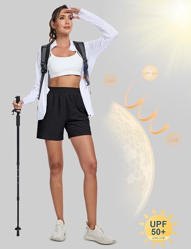 MAGCOMSEN Women's 5" Hiking Cargo Shorts UPF 50+ Quick Dry Lightweight Golf Athletic Casual Summer Shorts with Pockets in Saudi Arabia