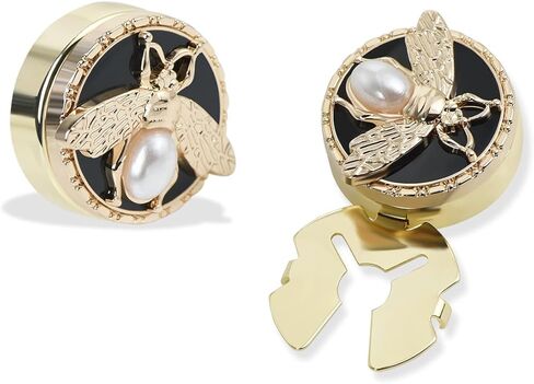 Cute Pearl Bee Button Covers Set Round Cufflinks Apparel Decorative Snap-On Jewelry Clips for Shirts Tuxedos & Dresses in Kuwait