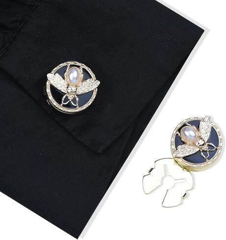 Cute Pearl Bee Button Covers Set Round Cufflinks Apparel Decorative Snap-On Jewelry Clips for Shirts Tuxedos & Dresses in Kuwait
