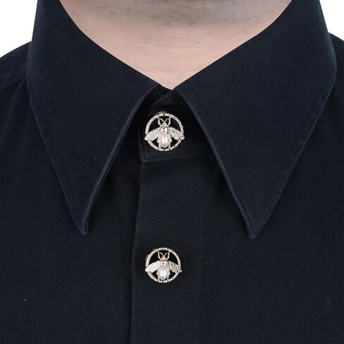 Cute Pearl Bee Button Covers Set Round Cufflinks Apparel Decorative Snap-On Jewelry Clips for Shirts Tuxedos & Dresses in Kuwait