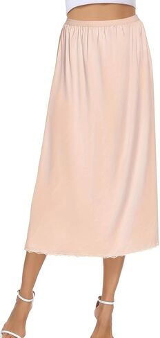 Half Slip for Women Lightweight Non Cling Underskirt with Lace Trim Anti Static Dress Liner for Midi/Maxi Skirts in Kuwait