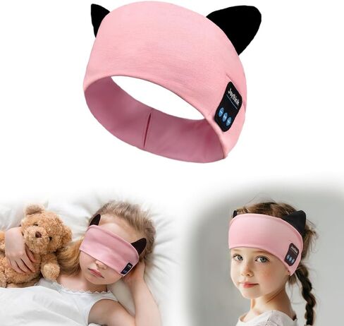 Joythink Kids Bluetooth Headband Headphones Sleep Mask Wireless Earphones Built in Thin Speaker Adjustable Sports Headset Sleep Headband for Girls Boys Toddler Children Baby Travel Study Pink in Kuwait