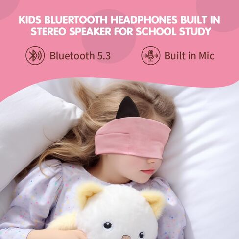 Joythink Kids Bluetooth Headband Headphones Sleep Mask Wireless Earphones Built in Thin Speaker Adjustable Sports Headset Sleep Headband for Girls Boys Toddler Children Baby Travel Study Pink in Kuwait