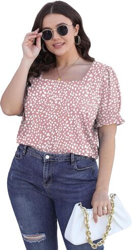 Weeso Womens Summer Tops 2025 عصرية مربعة الرقبة بلوزات قصيرة الأكمام نفخة in Kuwait