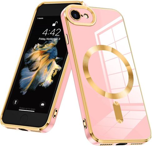 Magnetic for iPhone SE 3rd/2nd Gen Case,iPhone 8/7 Case, Luxury Cute Soft TPU Magnetic Anti-Scratch Anti-Yellowing Slim Fit Glossy Shockproof Case for iPhone SE3/SE2/8/7 Case, Black(7-1) in Saudi Arabia