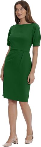 Maggy London Women's Sophisticated Crew Neck Sheath with Overlap Notch Hem Detail Career Workwear Desk to Dinner in Saudi Arabia