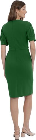 Maggy London Women's Sophisticated Crew Neck Sheath with Overlap Notch Hem Detail Career Workwear Desk to Dinner in Saudi Arabia