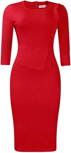 Midi Dress for Women Elegance Church Dresses Office Work Bodycon Pencil Dress Casual Spring and Autumn Business Outfits in Saudi Arabia