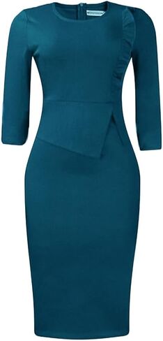 Midi Dress for Women Elegance Church Dresses Office Work Bodycon Pencil Dress Casual Spring and Autumn Business Outfits in Saudi Arabia