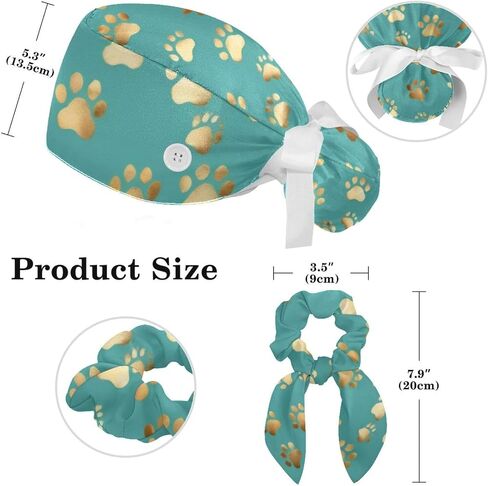 Paws Red Hearts Scrub Cap Surgical Nurse Cap Women Long Hair Ponytail Pouch Tie Back Hats in Saudi Arabia